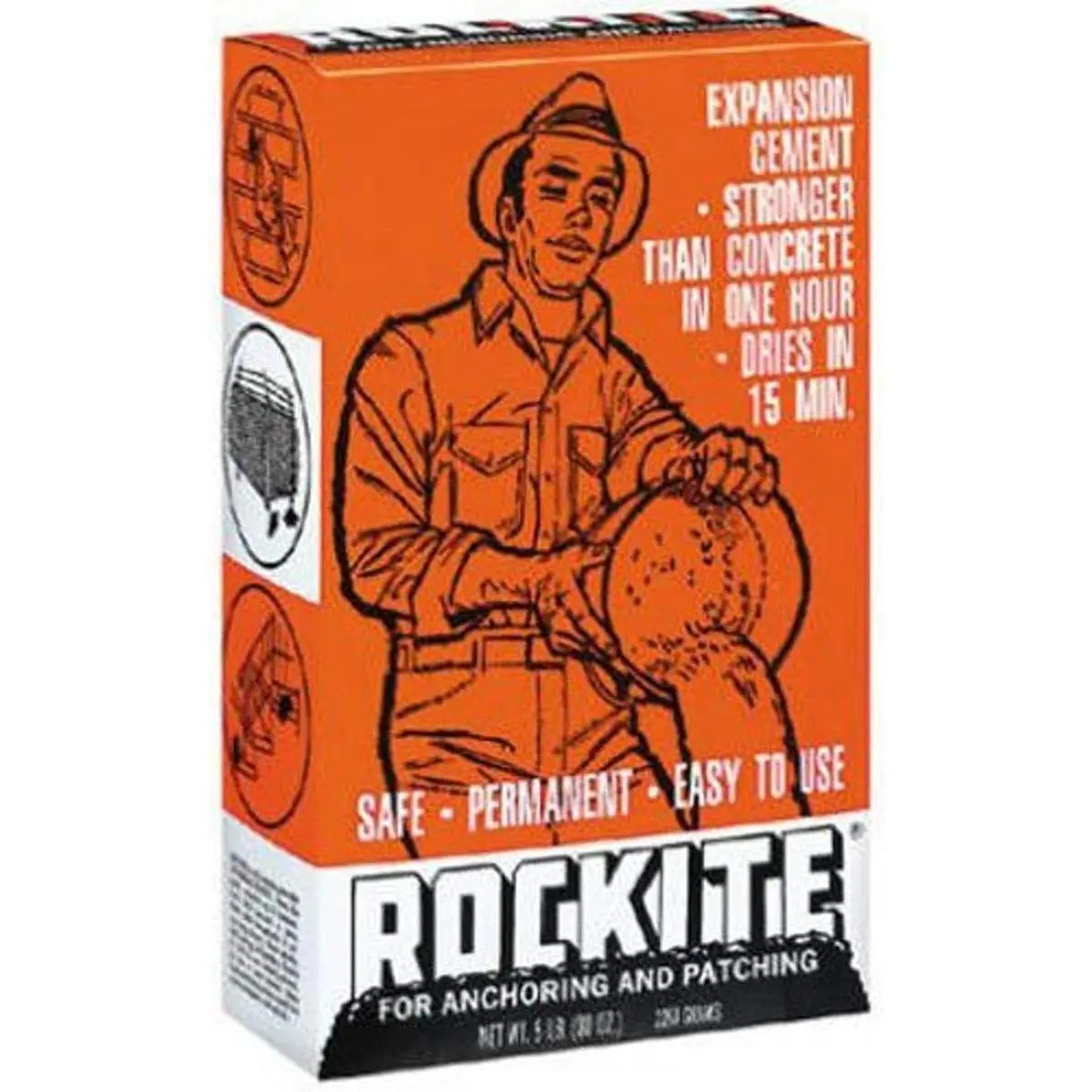 Hartline 10006 Rockite Cement 15 Min 5 Lb, No Size, White, 80 Ounce