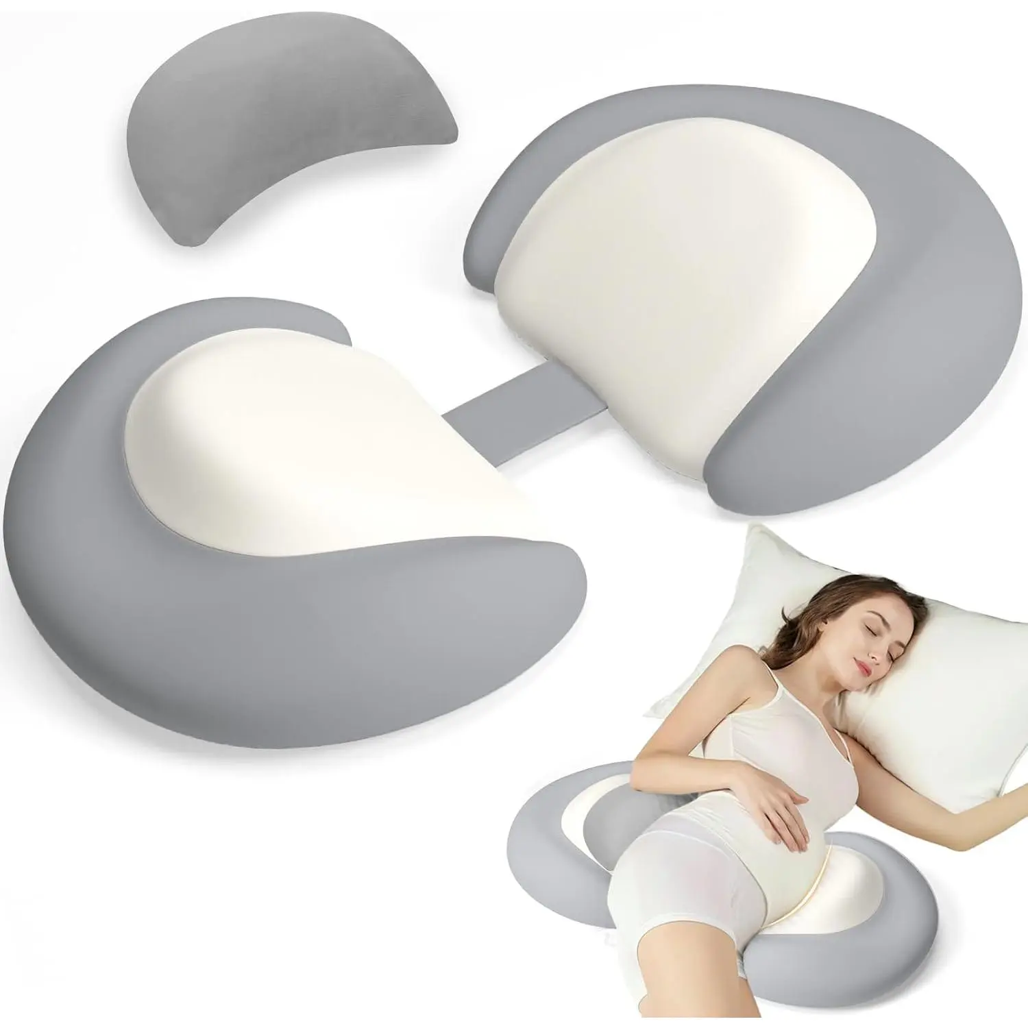 Pregnancy Pillows for Sleeping, Cooling Maternity Wedge Pillow| Travel Pregnancy Pillow for Pregnant, Small Maternity Pillow with Washable Cover for Belly/Back|Grey
