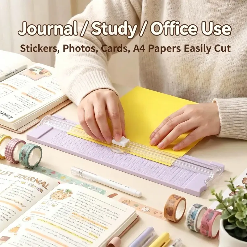 1Pc Portable A4 Mini Paper Cutter, Simple Lightweight Style, Precise Smooth Cutting, Suitable For Cardstock, Photos & Journal Materials, Compact Trimmer For Student DIY Crafts And Office Photo Cutting