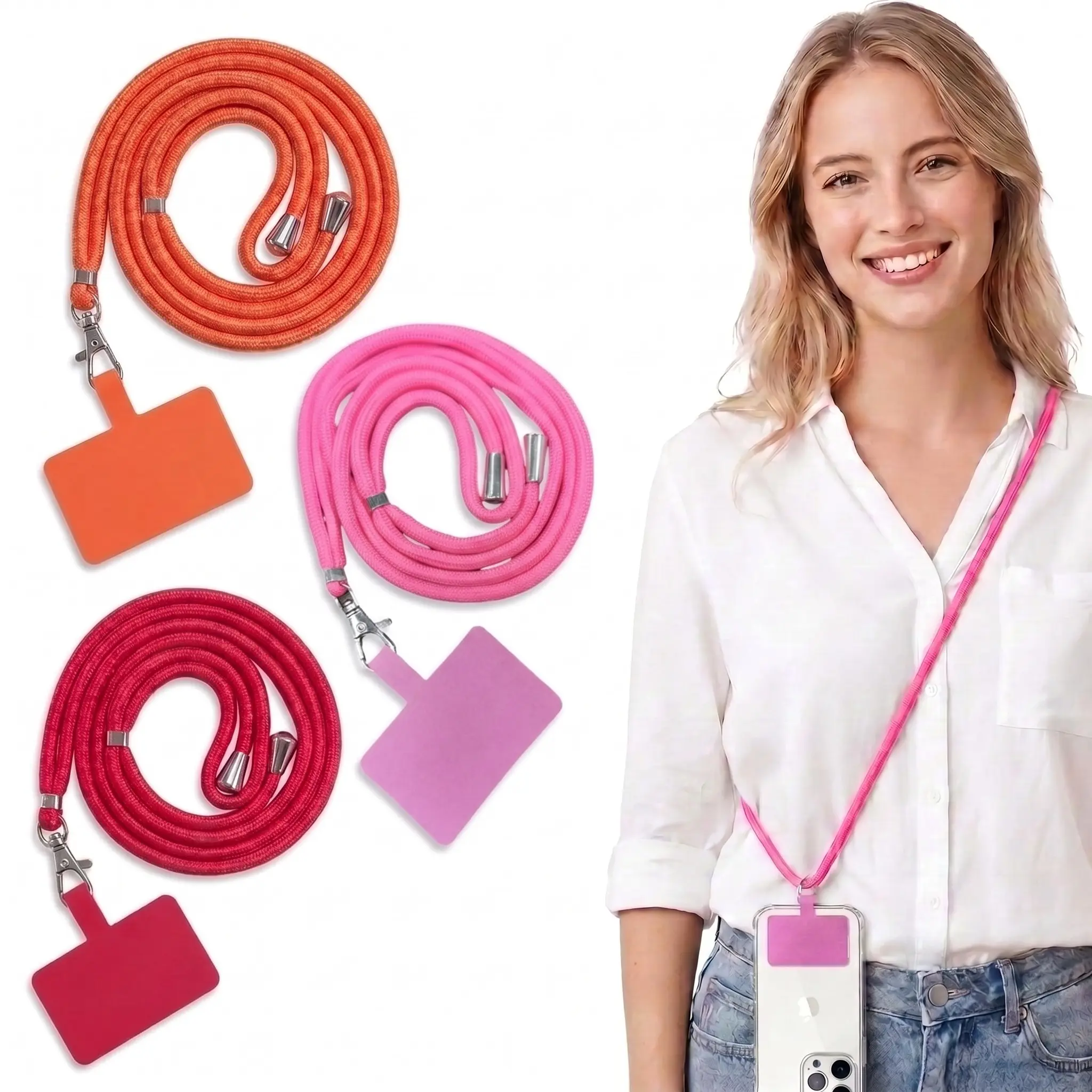 3-Pack Outdoor Phone Lanyard, Thick Durable Nylon Rope, Detachable Clip, Adjustable Length, Anti-Loss Phone Strap