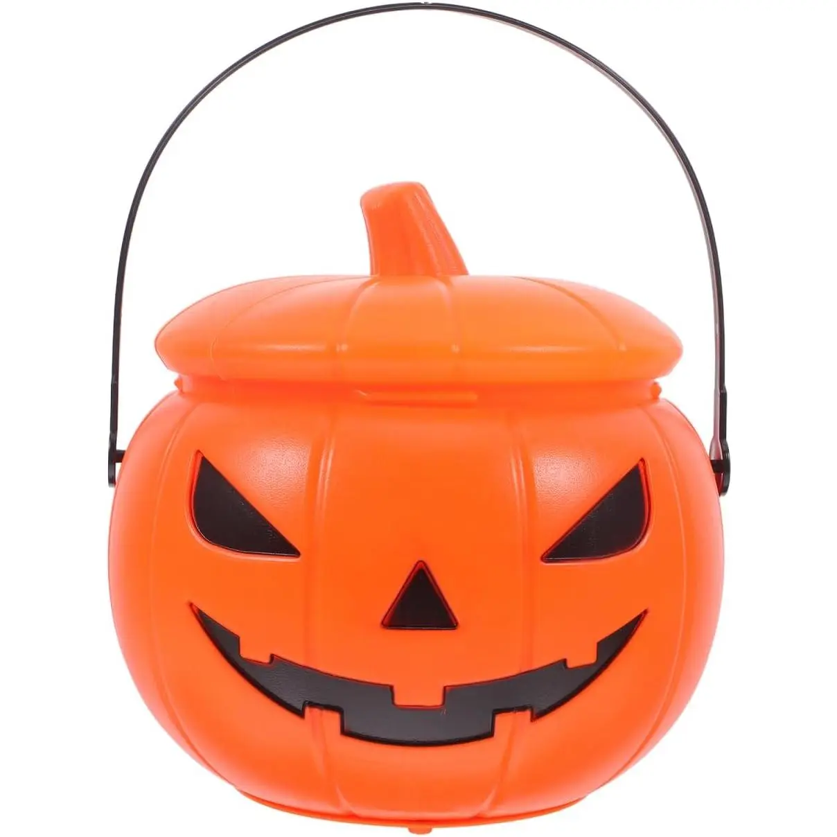 Halloween Pumpkin Candy Bucket: Light up Plastic Bucket with Lid Handle for  - Halloween Decor Snack Candy Storage