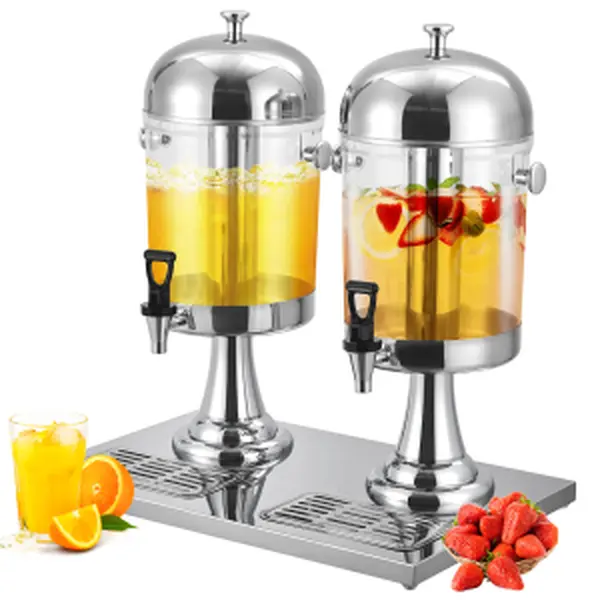 Commercial Stainless Steel Beverage Dispenser with Ice Core – 2.2 or 4.4 Gallon Capacity – Heavy Duty Cold Drink Dispenser for Juice, Iced Tea, Lemonade – Catering Equipment with Stand & Spigot – Versatile for Events