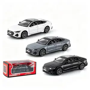 1/32 Alloy Die-Cast Metal Car Model, Audi Rs7 Wind-Up Toy Car with Lights and Sounds, Birthday Gift, Miniature Vehicle, High Precision