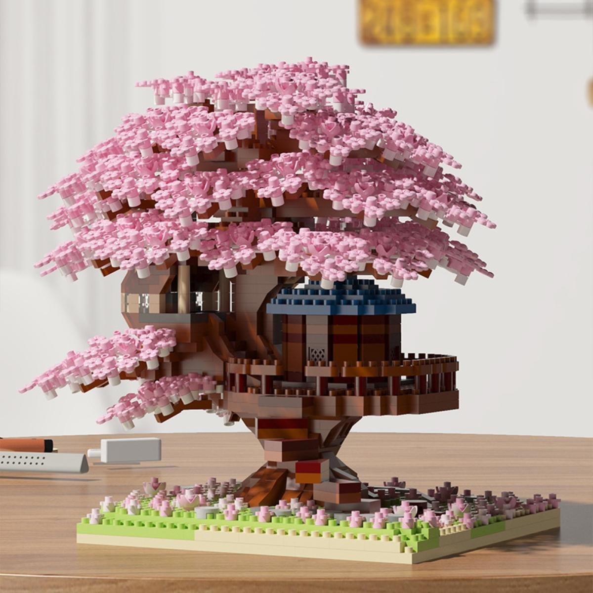 Mini Cherry Blossom Tree House Building Blocks Model (1 Box), Creative House Building Kit and Educational Blocks Toy for Kids, Home Decoration, Birthday and Festival Gift Mini Cherry Blossom Tree House Building Blocks Model (1 Box), Creative House Building Kit and Educational Blocks Toy for Kids, Home Decoration, Birthday and Festival Gift