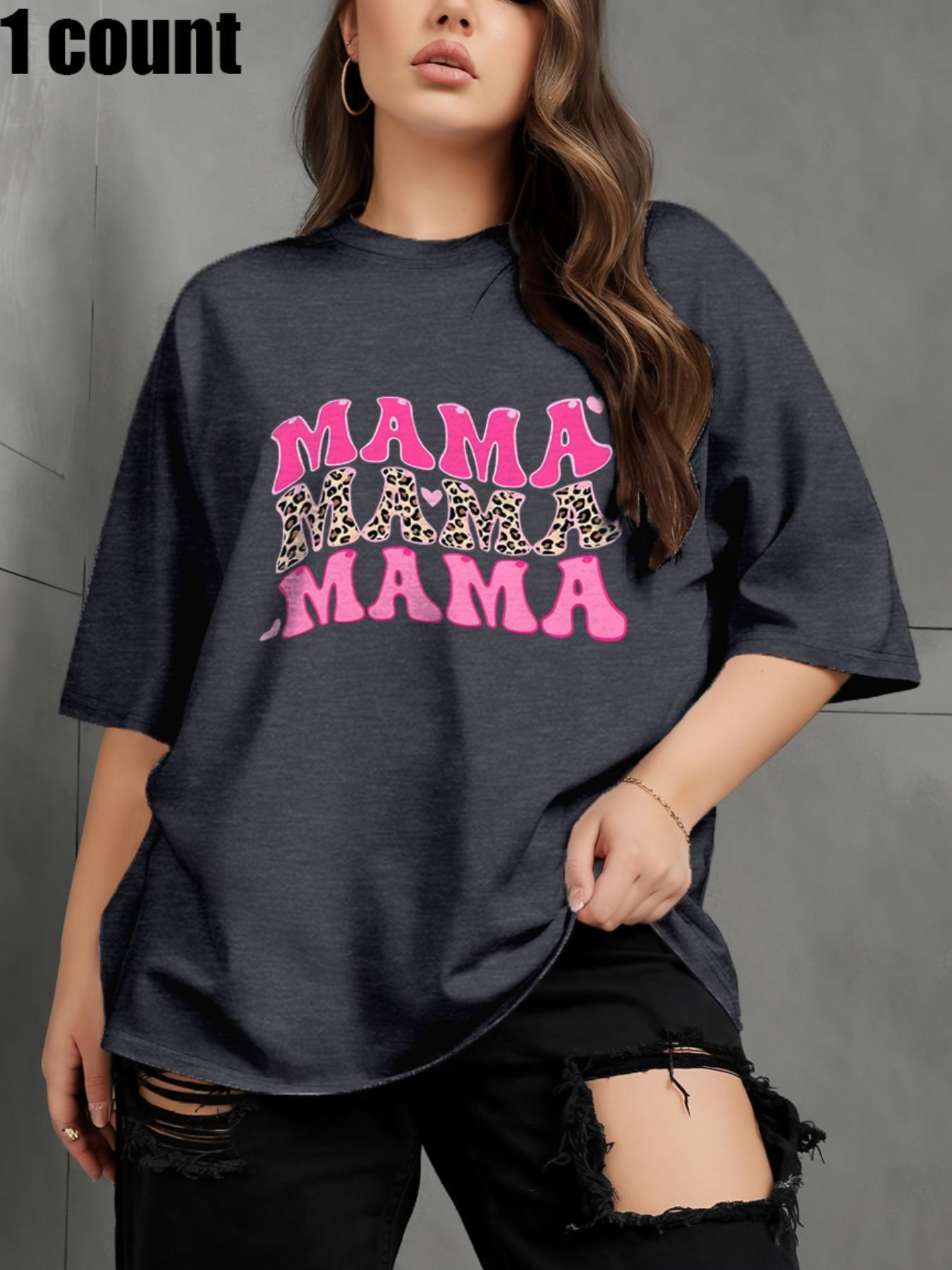 [Plus Size] Letter Print Round Neck Tee, Casual Baggy Short Sleeve Crew Neck T-shirt for Daily Wear, Womenswear for All Seasons