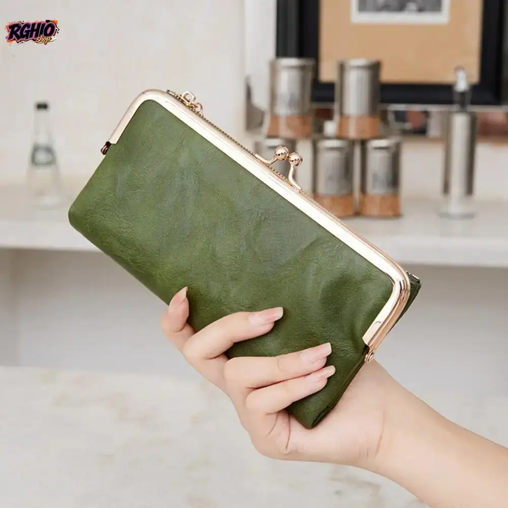 Women’s Soft Wrinkle-Resistant PU Leather Vintage Metal Lock Long Clutch Wallet - Large-Capacity Phone-Friendly Card Holder with Coin Slot, Quick Access Purse for Daily Use & Holiday Gifting