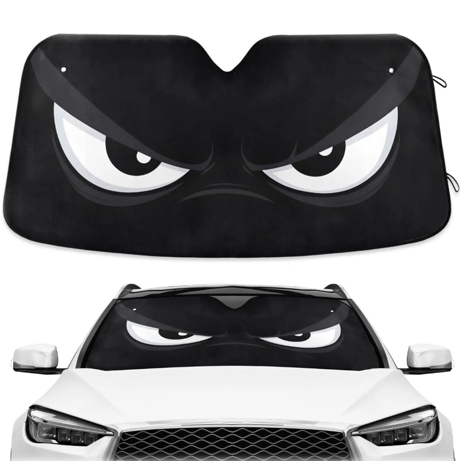 Evil Eyes Windshield Sun Shade, Car Sun Shade Windshield  Reflector Sunshade for Car Interior Front Window Foldable Fit for Hatchback, Truck, SUV, MPV