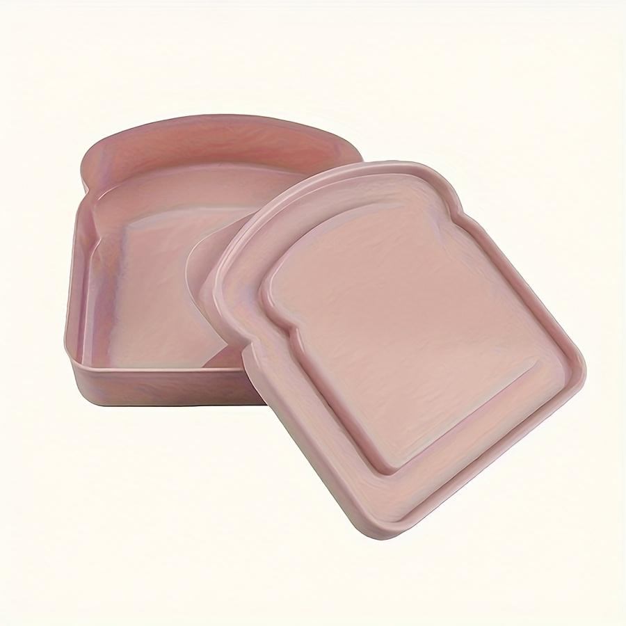Sandwich Box / Lunch Box - Plastic Toast-Shaped Food Storage Container with Lid |   Microwave & Dishwasher Safe |   Suitable for Home Use or Adults (Colorful)