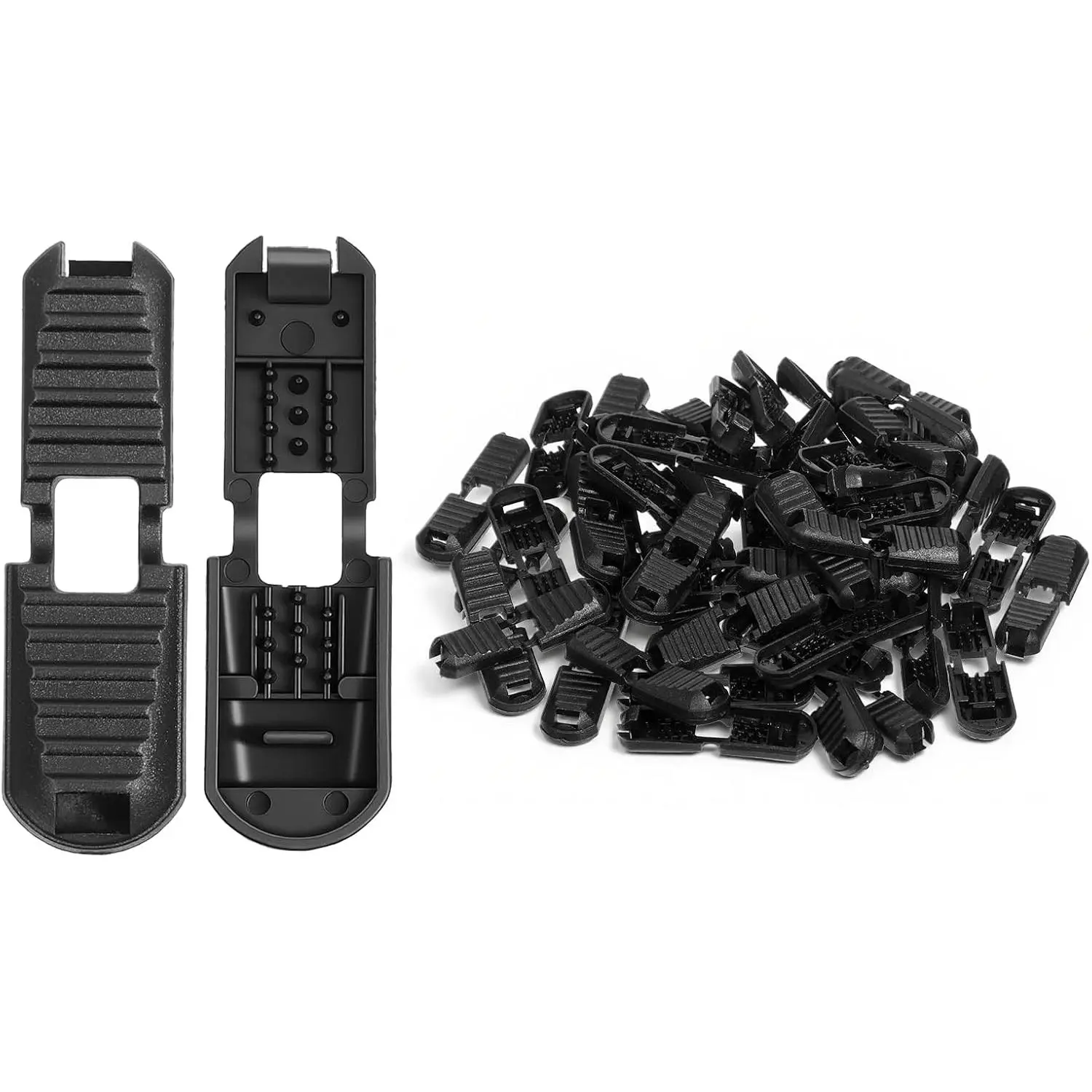 50 Pack Shoe Lace Clips Paracord End Caps Paracord Zipper Pull for Paracords Drawstrings Backpack Quick No Tied Shoelace Running Shoe (Black)