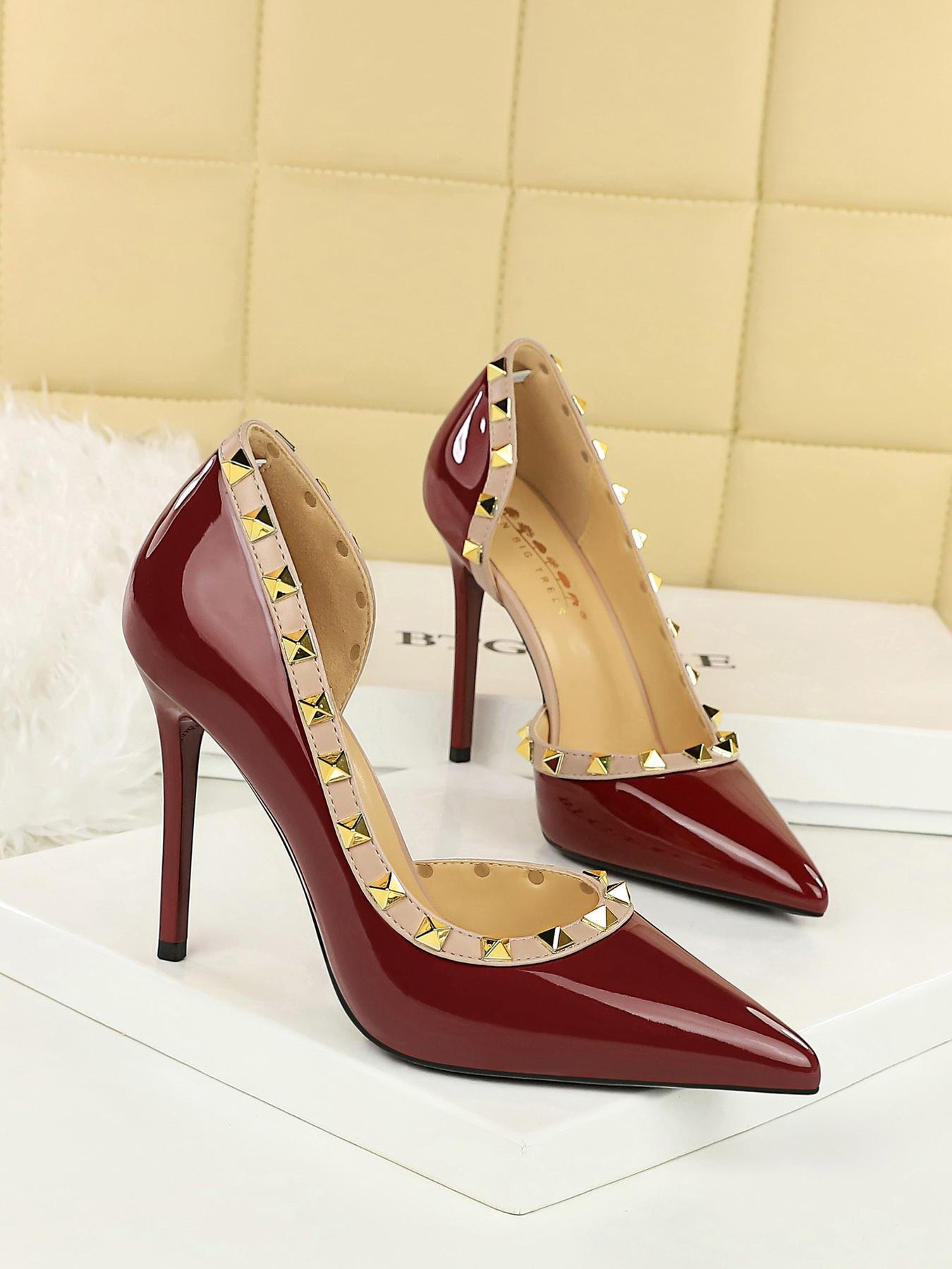 Women's Fashionable Studded Decor High Heel Shoes, Stylish Elegant Pointed Toe Slingback Pumps, Stiletto Heels for Party, Daily Clothing Decor for Women & Girls, Classy, Shoe Embellishments