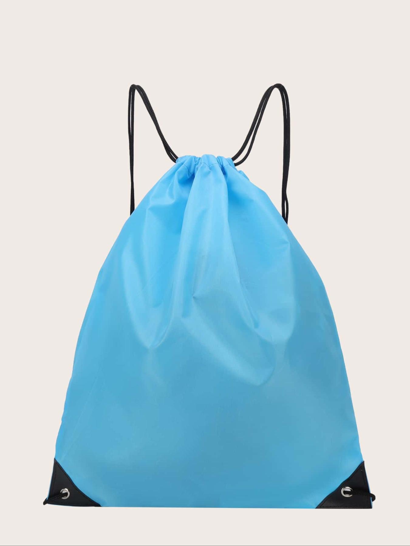 1 Piece Plain Drawstring Backpack, Casual Nylon Waterproof Sports Backpack, Multifunctional Sports Bag for Travel Fitness Work, Durable Waterproof Bag