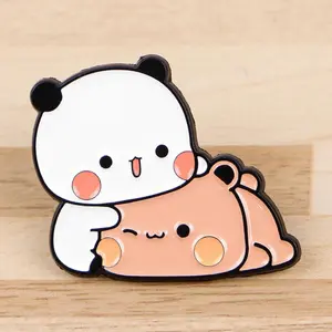 Cute Bubu Dudu White and Grey Couple Bear Enamel Pin Brooches on Clothes Badge Bag Clothes Lapel Jewelry Fans Lovers Gifts