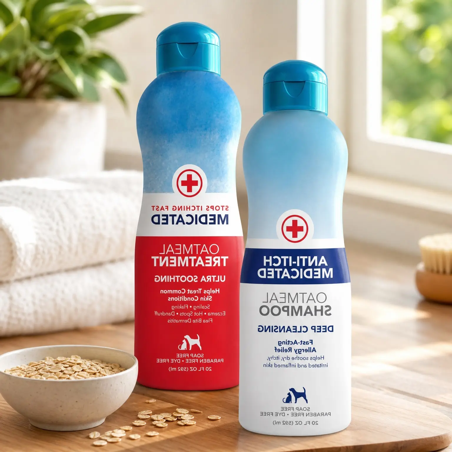 Medicated Dog Shampoo & Conditioner Set, 2 Pack - Skin-Soothing Oatmeal Formula for Itchy Skin, Suitable for Dogs & CatsGift
