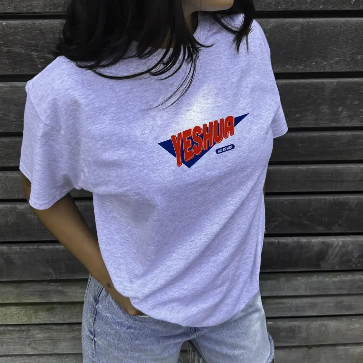 Vintage Yeshua Saves Graphic T-Shirt for Men & Women, Christian Fitted Cut Crew Neck Tee, Machine Washable Gift, Casual Top, Yeshua Print, Round Neck, Tshirt, Shortsleeve, All Seasons