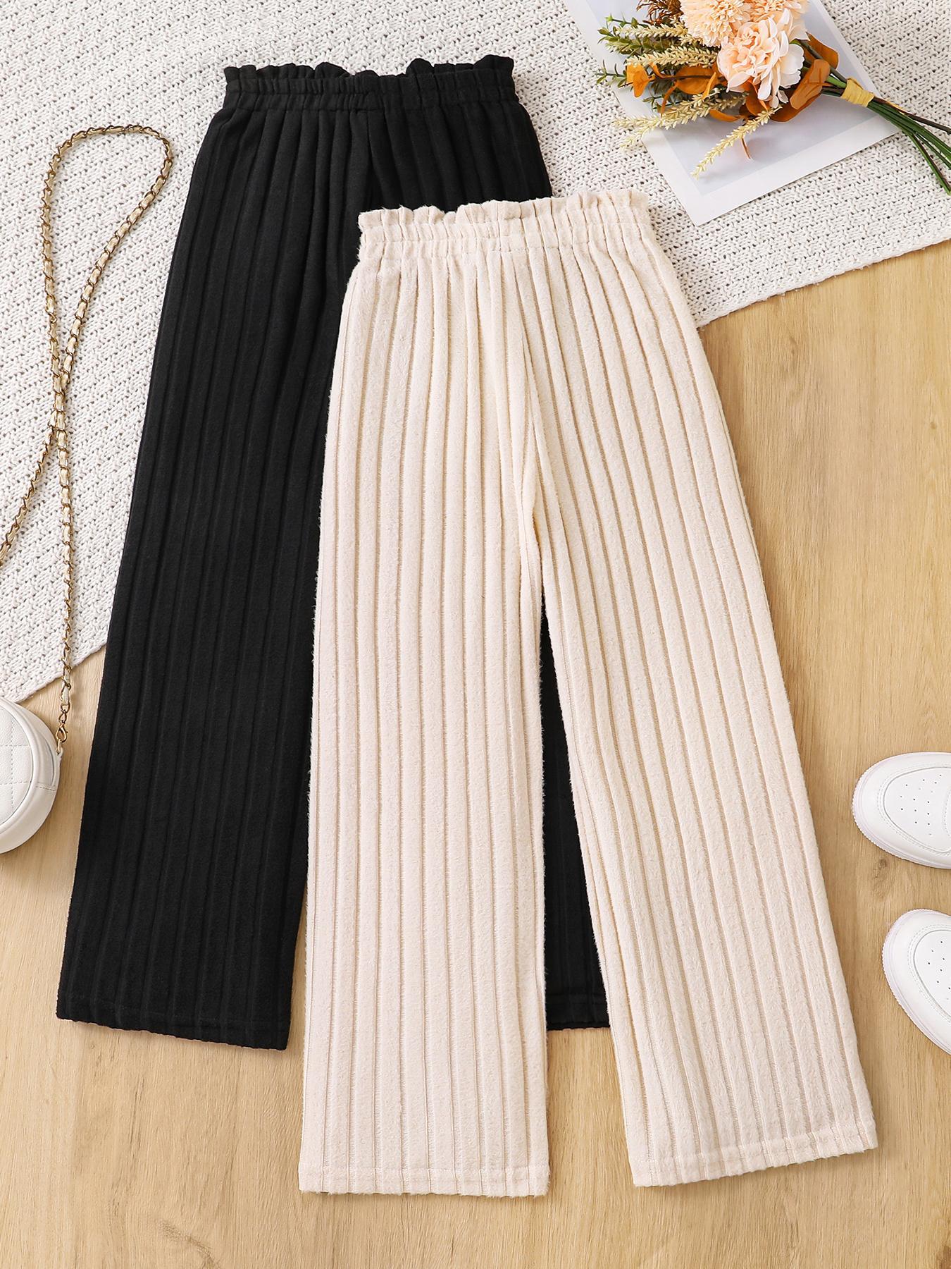 Girl's Solid Color Pants, Casual Comfy Trousers for Daily Outdoor Wear, Kids Bottoms for Spring & Fall, Casual Comfy Sweatpants