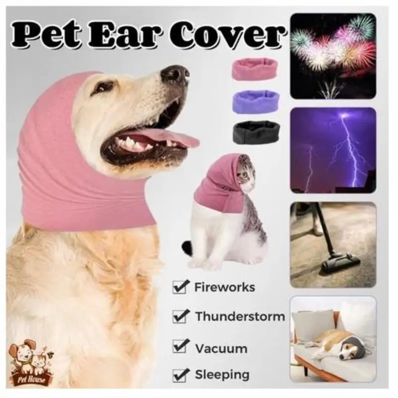 Pet Headband Cat Dog Noise-Blocking Ear Covers, Soft Ear Pads Headgear, Stress Relief Tool, Bathing Beauty Accessory