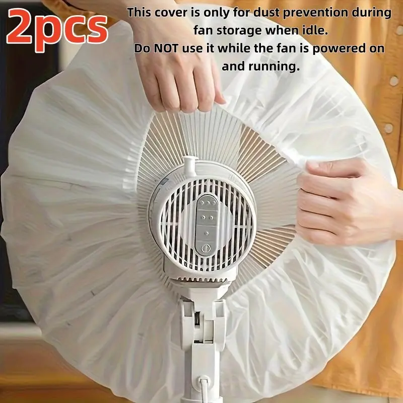 2-Pack Electric Fan Dust Covers, Durable PVC Protective Sleeves, Easy Clean, Home Office Use, Leaf Edge Design, Simple Aesthetic, Essential Accessory