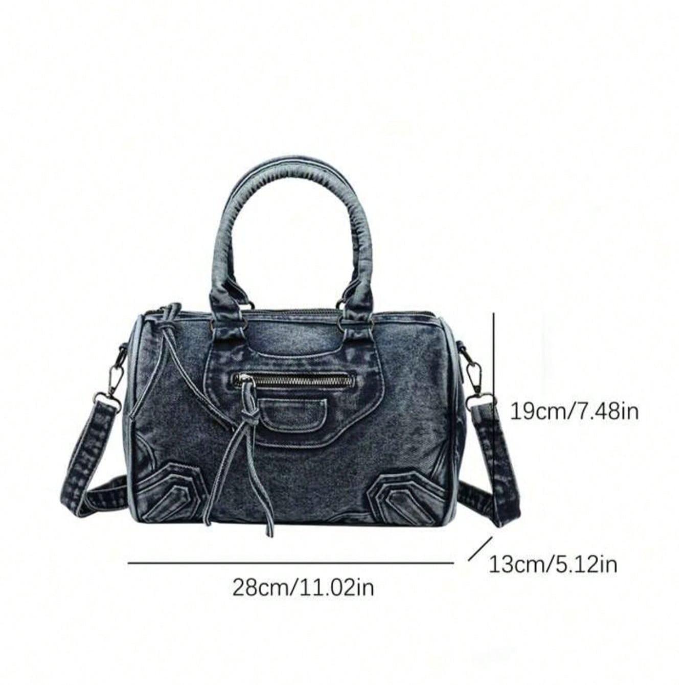 Trending 2026 Vintage Washed  Messenger Bag, Casual Y2K Style Shoulder Bag Double Handle Handbag Spacious Practical Crossbodybag Computer Bag Fashionable Street Bag Suitable for Work Commuting, Shopping, Travel and Back To School