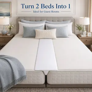 Instant Bed Connector Kit, Twin to Queen Bed Converter with Easy Install Straps & Connectors, Gap Filler Bridge, Machine Washable, Suitable for Guest Rooms, Camping, Moving, Bedrooms