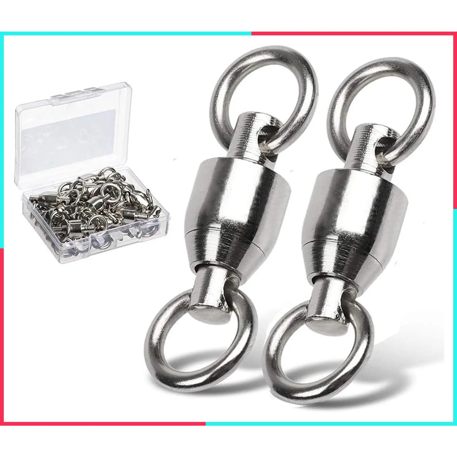 High Strength Stainless Steel Ball Bearing Swivels Connector with Solid Welded Rings Barrel Swivels for Saltwater Freshwater Fishing