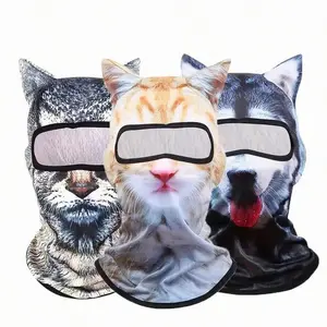 3PC 3D Printed Animal Face Neck Mask, 4 Season Windproof UV Protection Ski Gaiter, Multi Use Outdoor Cycling Sports Head Cover for Adults summerwins