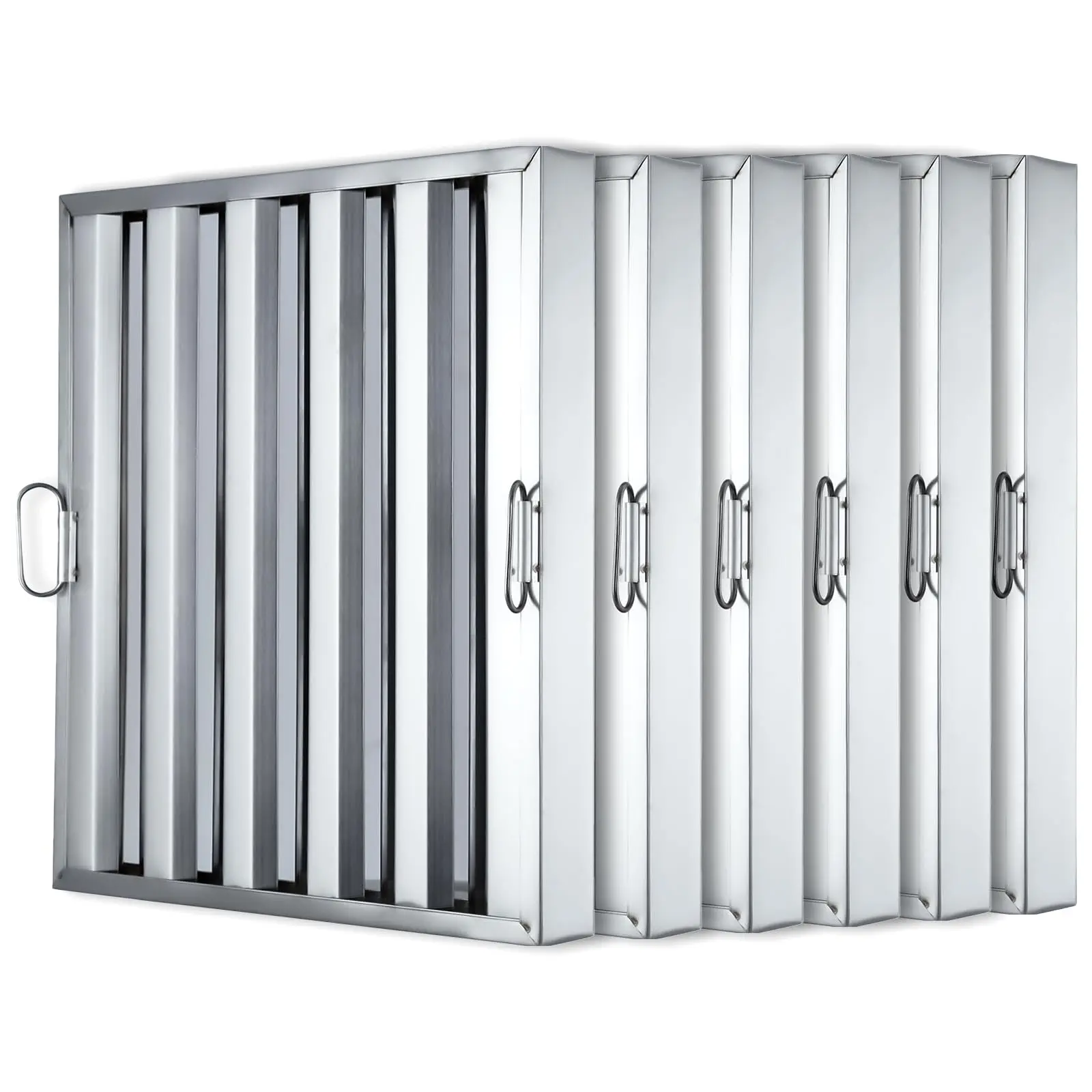 GARVEECommercial Hood Filters in Various Sizes (19.5W x 15.5H, 19.5H x 24.5W, 19.5W x 19.5H Inches), Made of Durable 430 Stainless Steel with 5 Grooves, Ideal for Restaurant Kitchen Exhaust Hoods, Pack of 6