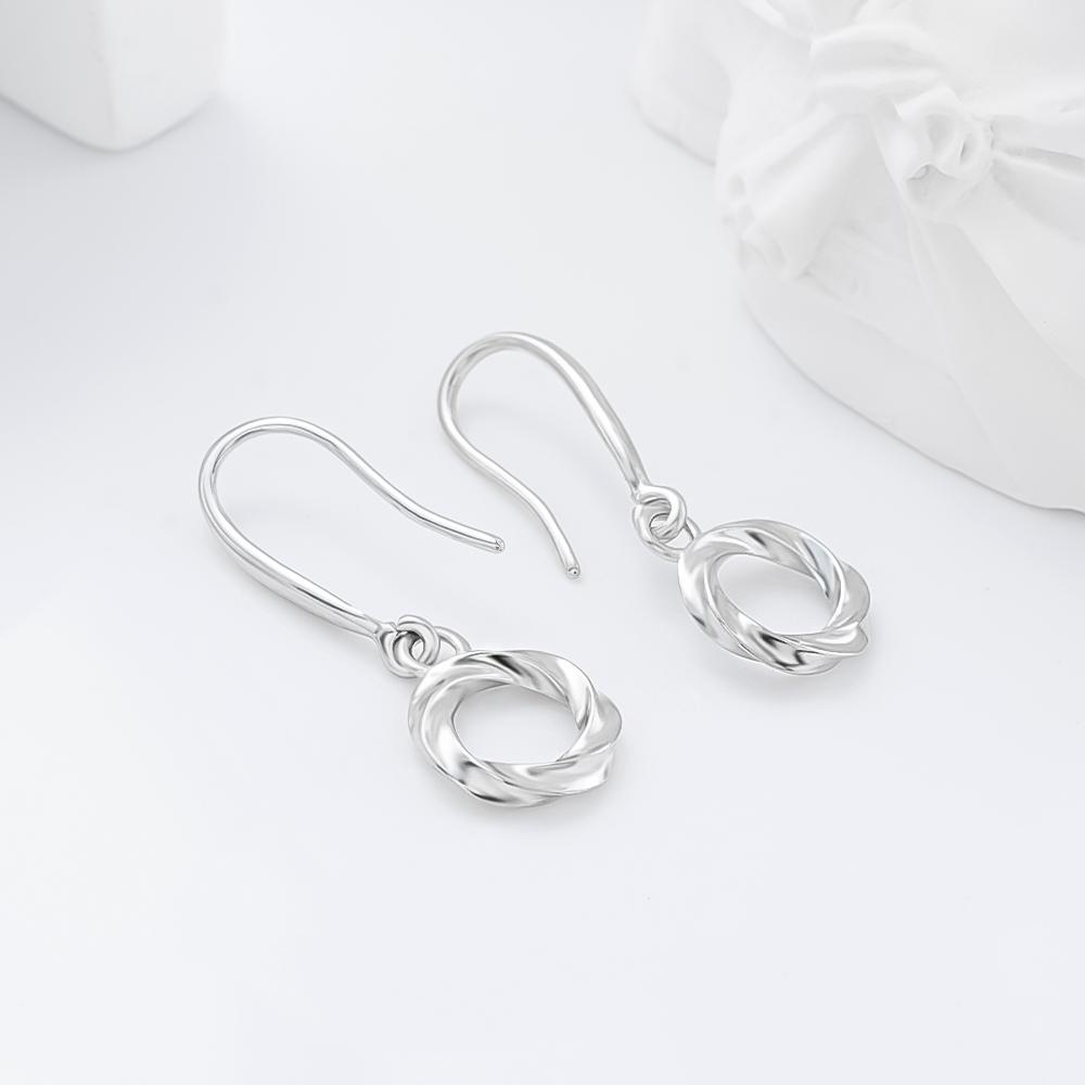 925 Sterling Silver Open Love Knot Drop Earrings - Sterling Silver, Elegant Design, Drop Style, Perfect for Any Occasion