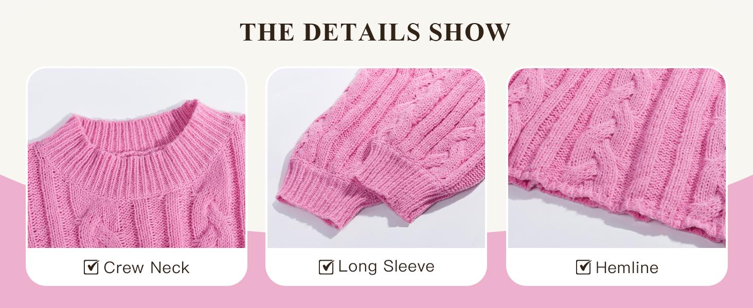 Womens Oversized Sweaters Chunky Cable Knit Crew Neck Casual Long Lantern Sleeve Fall Tunic Sweater Tops