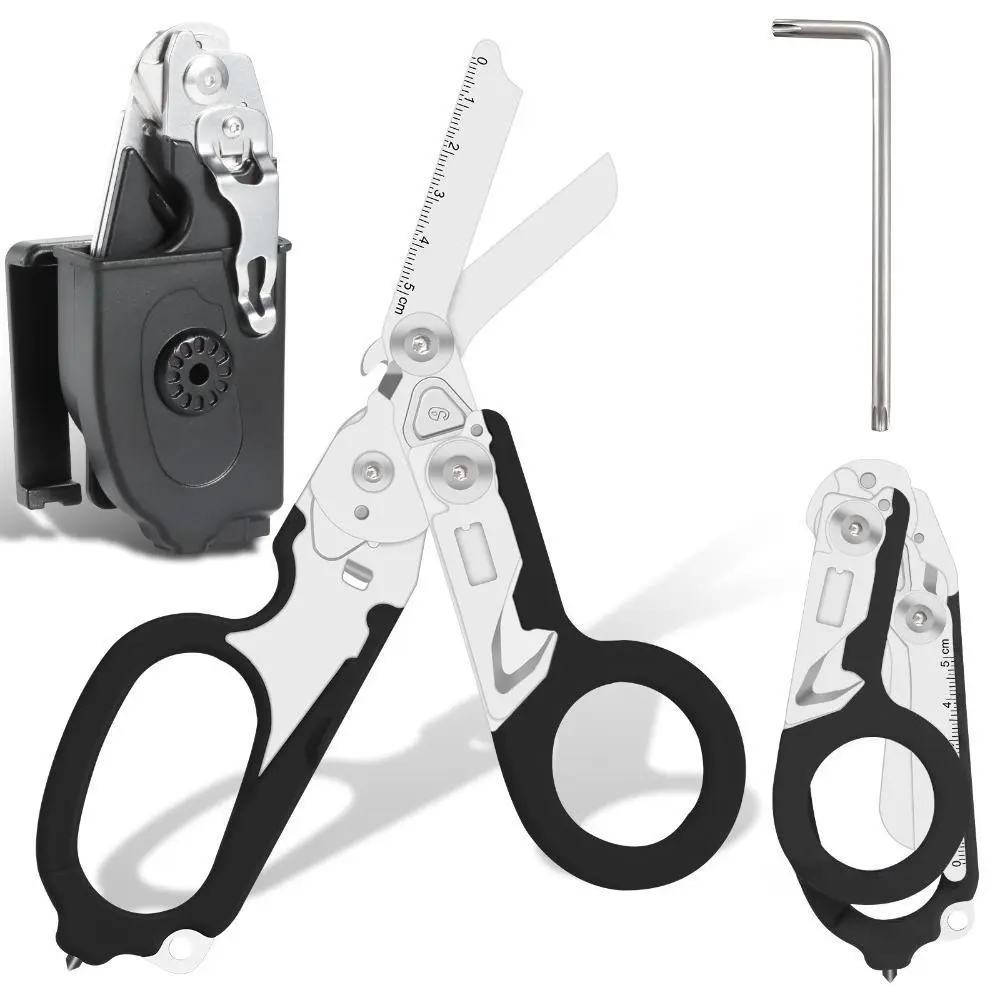 6-in-1 Foldable Multitool Pliers & Combination Scissors, 20.7*10cm Heavy Duty Metal Multi Tool with Storage Box, Portable Multipurpose Cutting Tool for Home Repair, Construction & Outdoor Camping