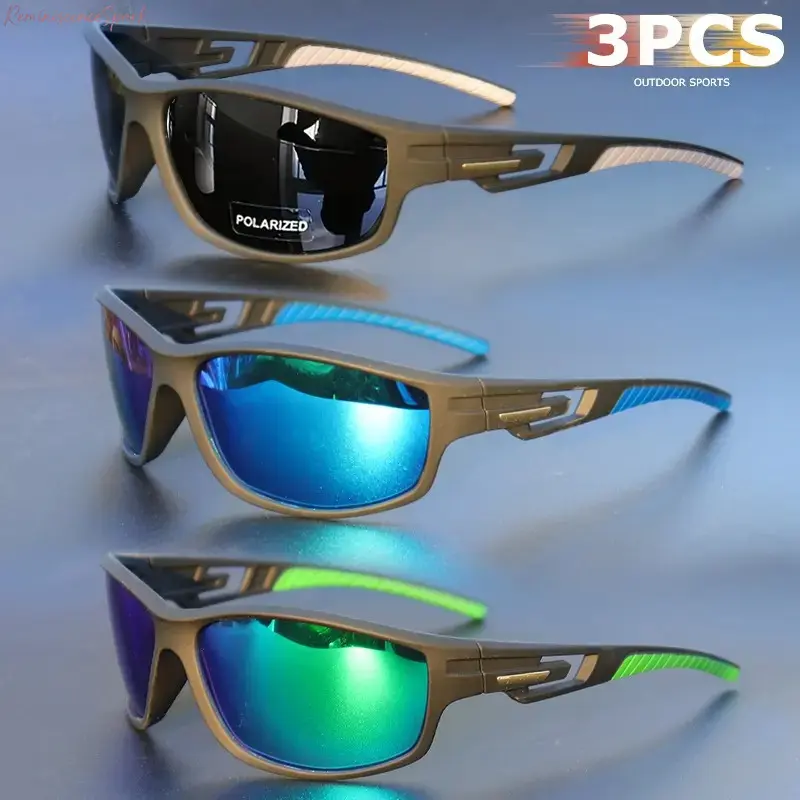 3 Pack Unisex Photo Polarized Sports Eyewear - UV400 Mirrored Lenses, Non-Slip Temples, Lightweight Sun Protection for Fishing, Cycling (Men's Sunglasses, Sunglasses for Women)
