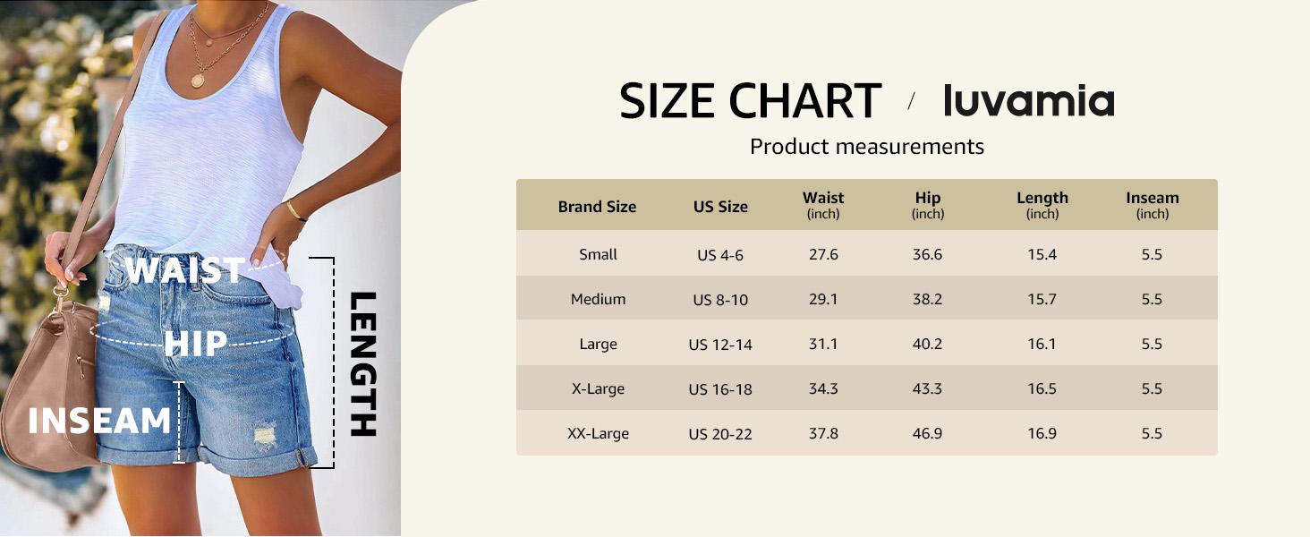 luvamia Denim Shorts Women's Casual Ripped Denim Shorts High Rise Distressed Rolled Hem Jeans Shorts Bottom Pants