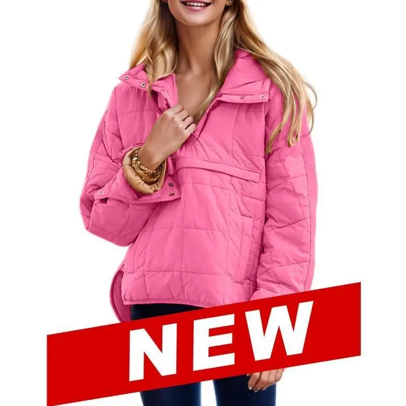 Women's Oversized Hooded Puffer Jacket Quilted Lightweight Winter Warm Pullover Padded Hoodies Coat Womenswear Style