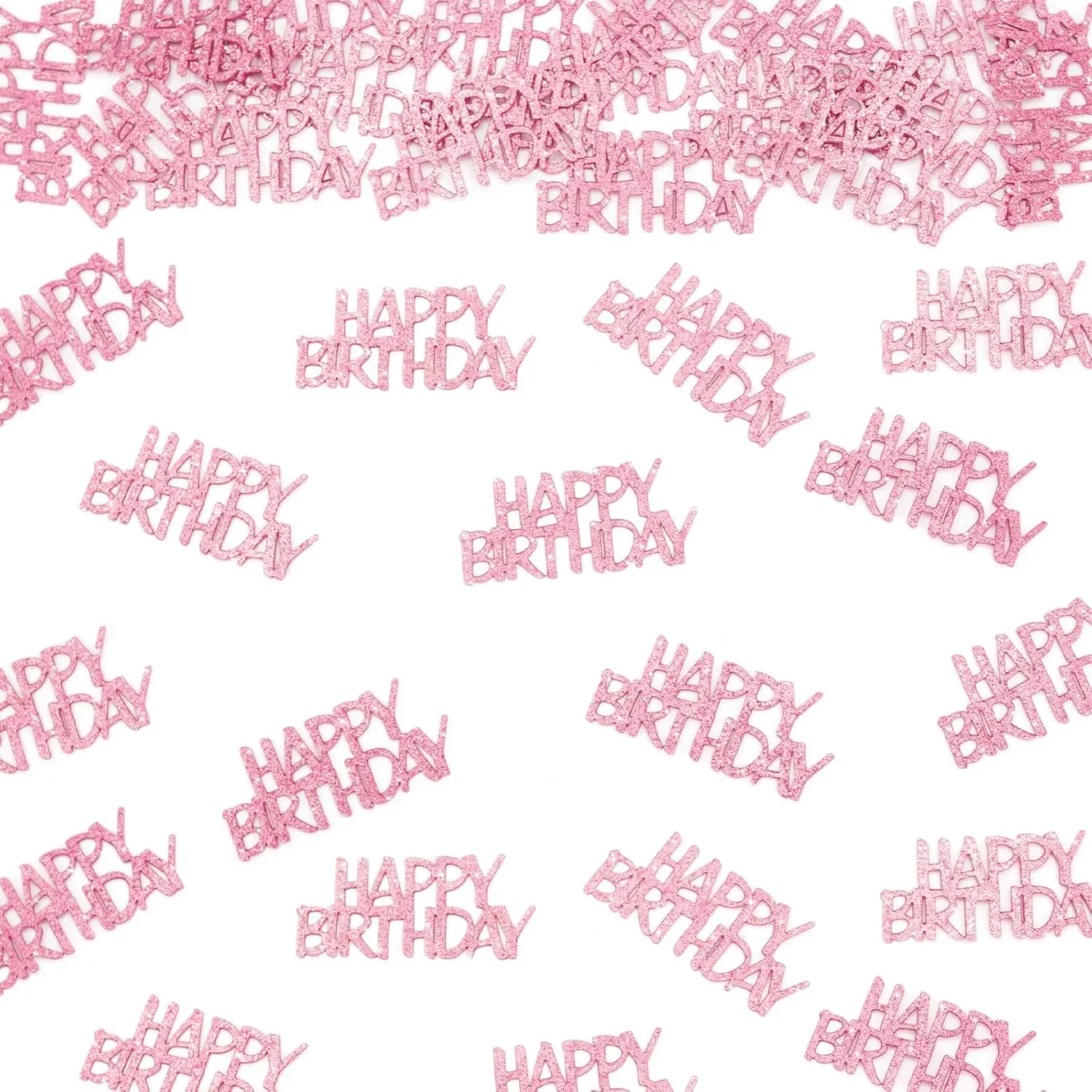 100PC Pink Happy Birthday Confetti, Light Pink Glitter Scatters for Baby Girl Birthday Party Table Decorations Supplies