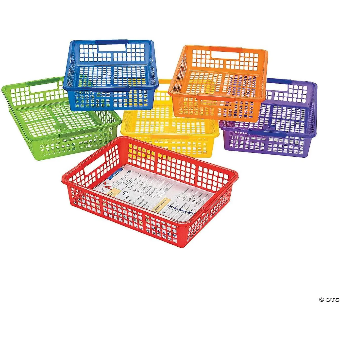 Stackable Storage Bins 13x9.75x3 Inch - 6 Pack Colorful Plastic Storage Baskets with Handles for Classroom Organization | Paper Trays for Teachers, Office Storage & Home Organizing