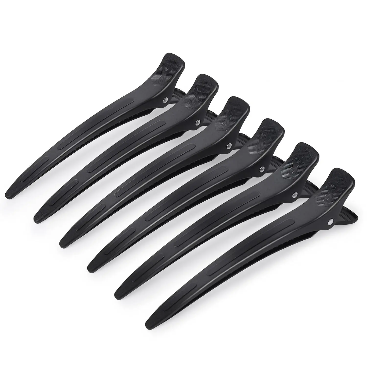 Extended Sectioning Hair Clips w/-in  Band, 4.8" No-Crease Non-Slip Hair Styling Clips for Thick, Long Hair – Blow Drying,Hair Rollers, Rust-Free –6 Pack, Black Duckbill Clips