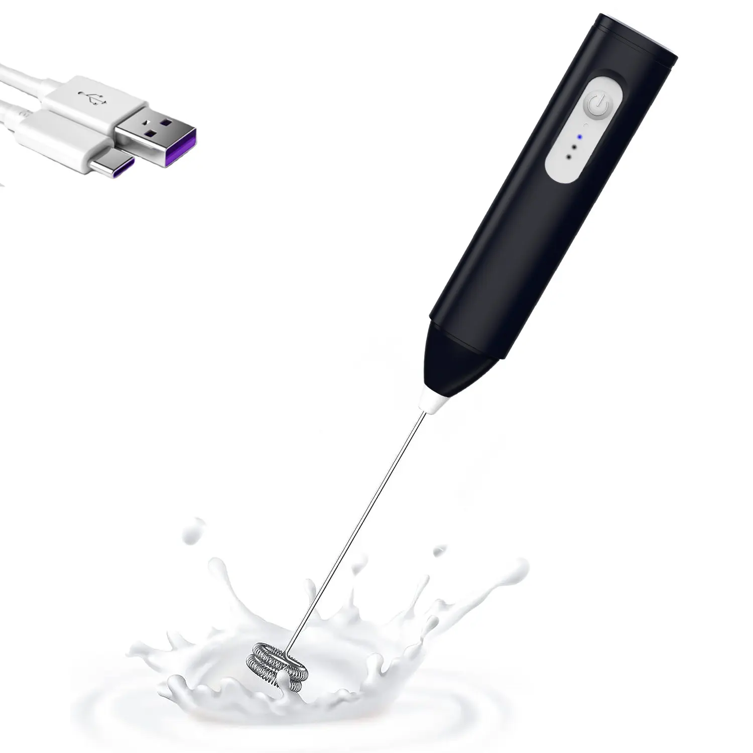 Rechargeable Coffee Frother, Handheld Milk Frother, Rechargeable Electric Blender Coffee Frother, Whisk Drink Mixer, Mini Foamer for Lattes, Cappuccino, Matcha, Hot Chocolate, Coffee Equipment