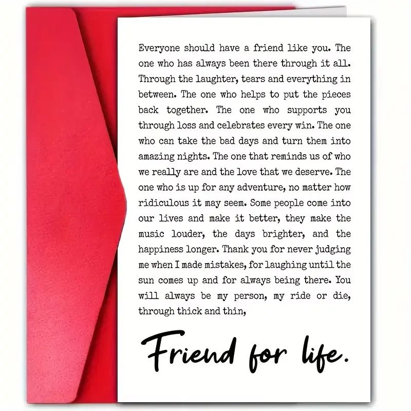 Inspirational Friendship Day Card with Envelope, Perfect for Best Friends, Ideal for Birthdays, Thoughtful Friendship Gift