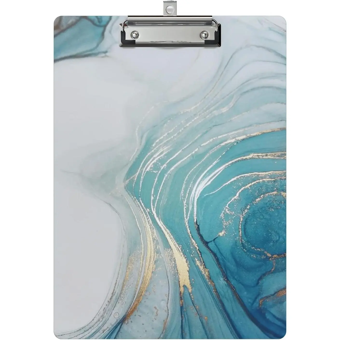 Clipboard Design Decorative  A4 Letter Size Clip Boards for Classroom Office, Standard Size 9" x 12.5" with Low Profile Metal Clip - Light Blue Marble