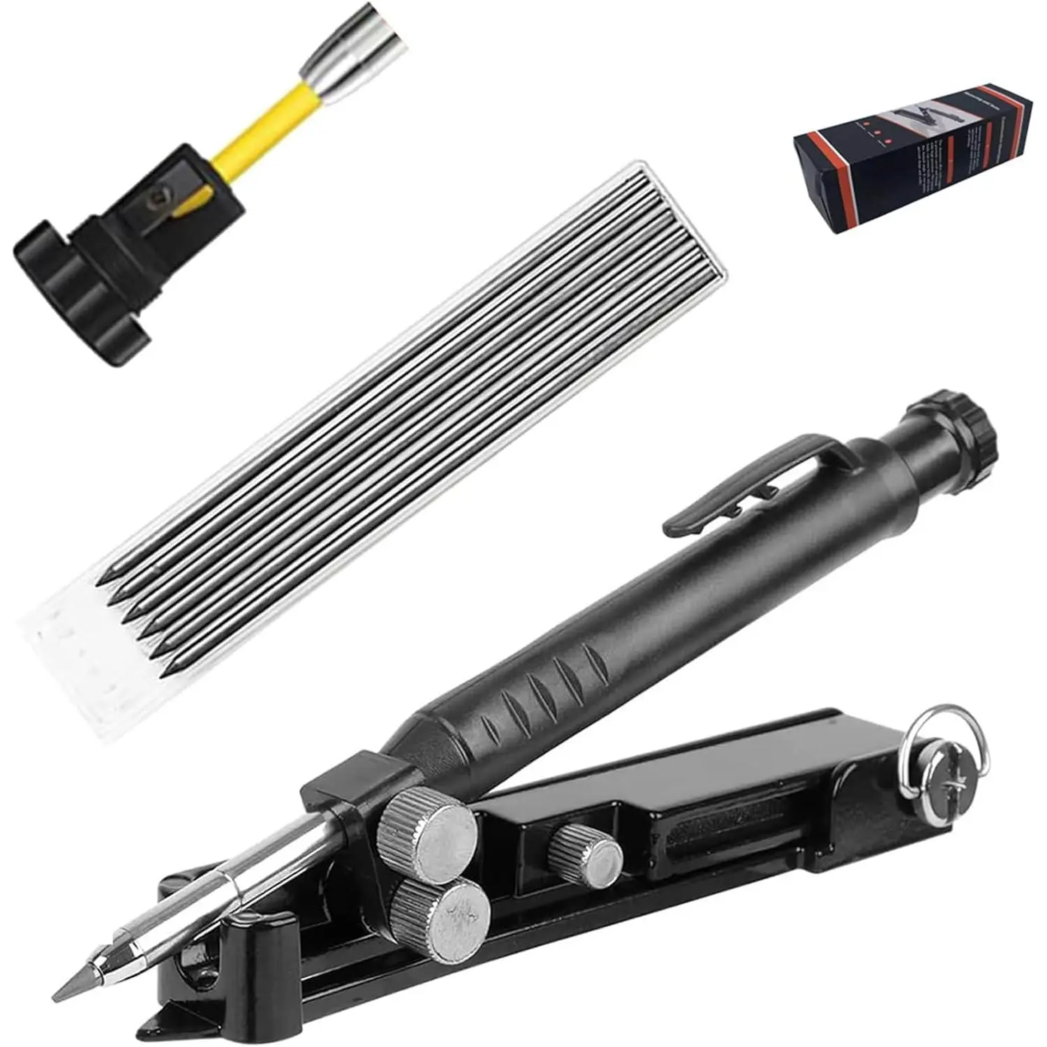 Multi-function Scribing Tool - Upgraded Construction Pencil for DIY Woodworking,  Alloy Scribe Tool with Deep Hole Pencil, Scriber Line Maker Measuring Tool