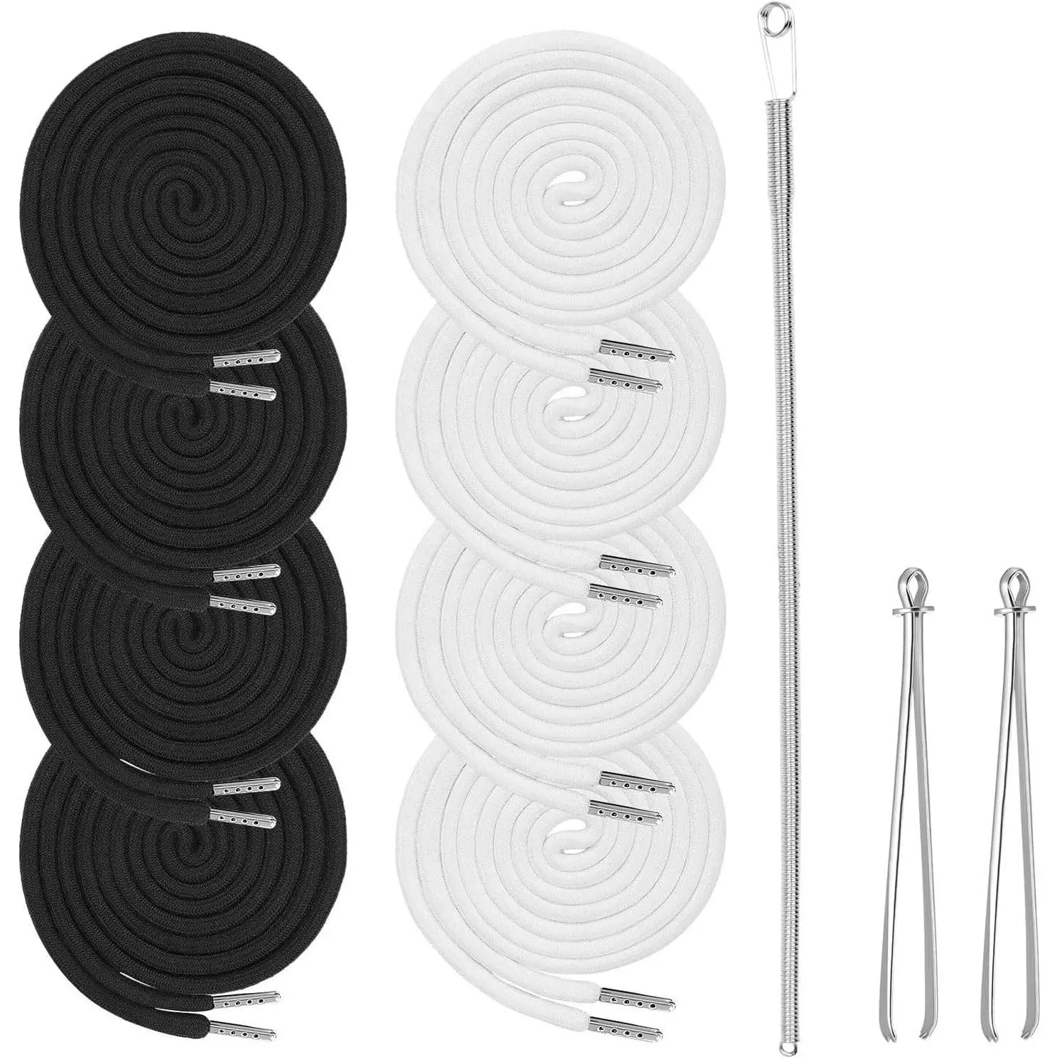 8PCS Drawstring Cord, Paired with 3 Drawstring Threader Tools, Reliable Drawstrings for Sweatpants, Suitable for Drawstrings of Shorts, Pants, Jackets, Coats, and Hoodies