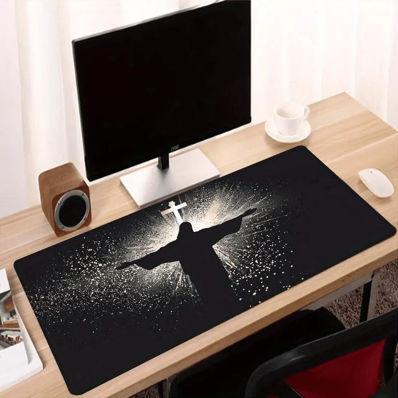 Jesus and Cross Gamer Stuff Universal Mouse Pad - Non Slip Rubber Base Computer Desk Mat, Multipurpose Non Slip Mousepad for Laptops, Office Desks