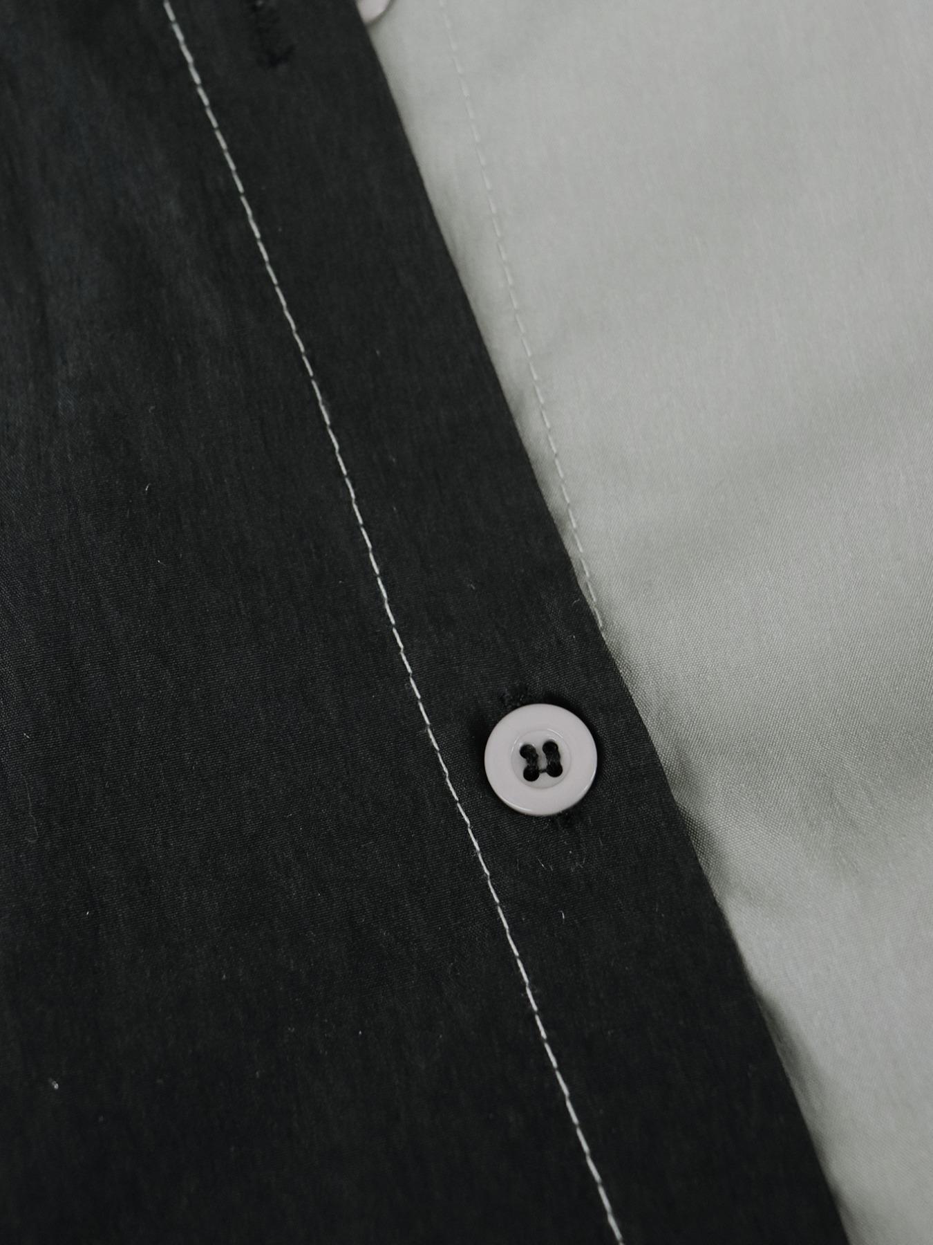 Women's Colorblock Drawstring Hem Dress, Casual Button Front Long Sleeve Woven Dress for Spring & Fall, Women's Clothing for Daily Wear