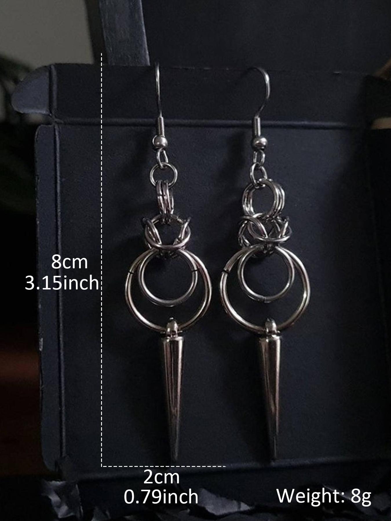 Punk Style Stainless Steel Dangle Earrings, Spiked Design Drop Earrings for Women, Fashion Jewelry for Party, Daily Decor, Trendy All-match & Exquisite Jewelry for Birthday Gift