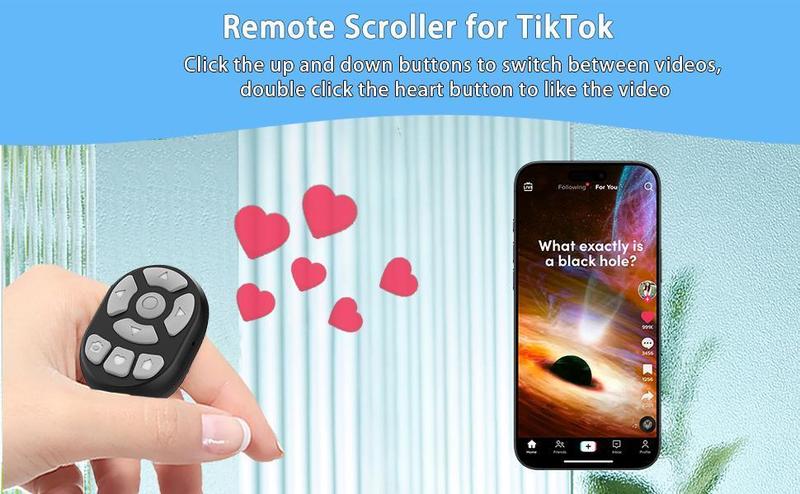 Tiktok Scrolling Ring with Finger Remote,Fingertip Wireless Bluetooth Remote Control,Scrolling Ring for iOS,Android(BLACK)