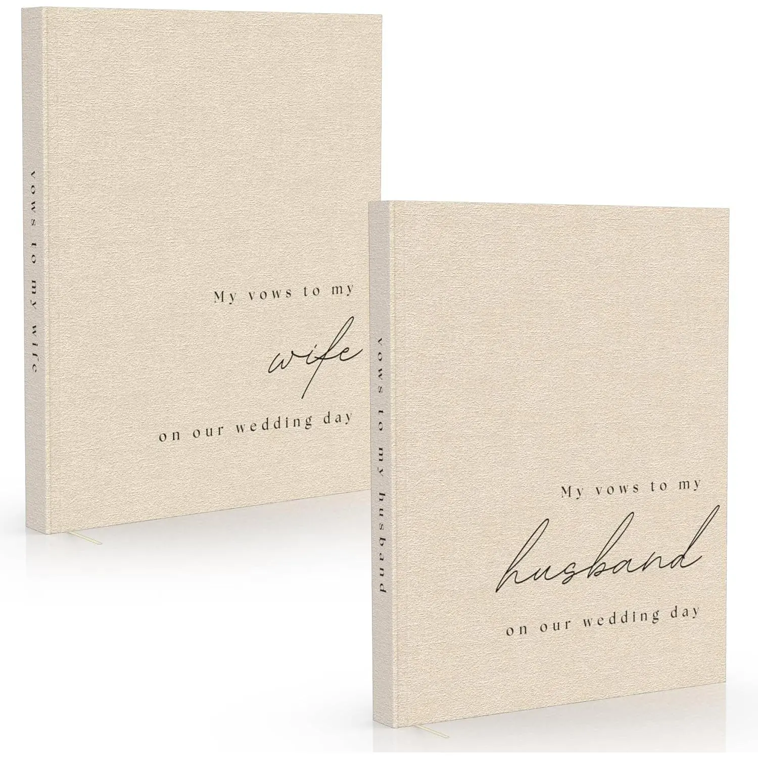 Wedding Vow Books His and Hers - 2 Pack Personalized His & Hers Book - Linen Hardcover Bride and Groom Notebook for Ceremony Vows - Bookmark & Lined Pages - Renewal & Wedding Must Haves