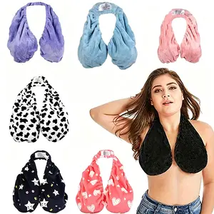 1 Pack Convenient Water Absorbing And Breathable Towel Bra Suitable for Beach, Sports, Indoor Daily Wear And Feeding, Towel Hanging Neck, Chest Wrapping, Neck Strapless, Double-sided Plush Super Soft And Warm, Suitable for Beautiful Women