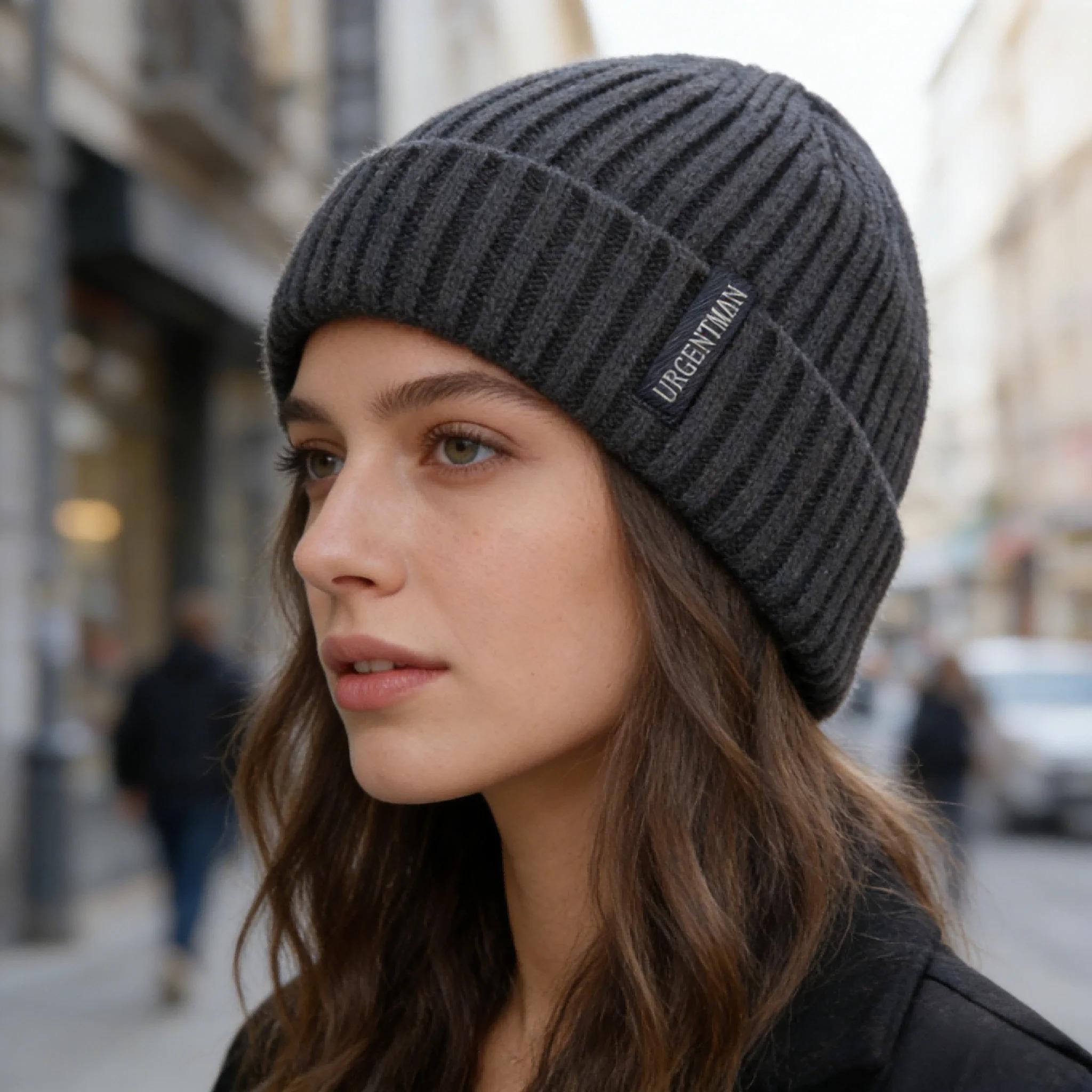 Hot Sale Premium Warm Winter Hat Stylish Plush Fur Lined Thick Cozy Beanie Hat Outdoor Casual Knitted Hats For Men & Women