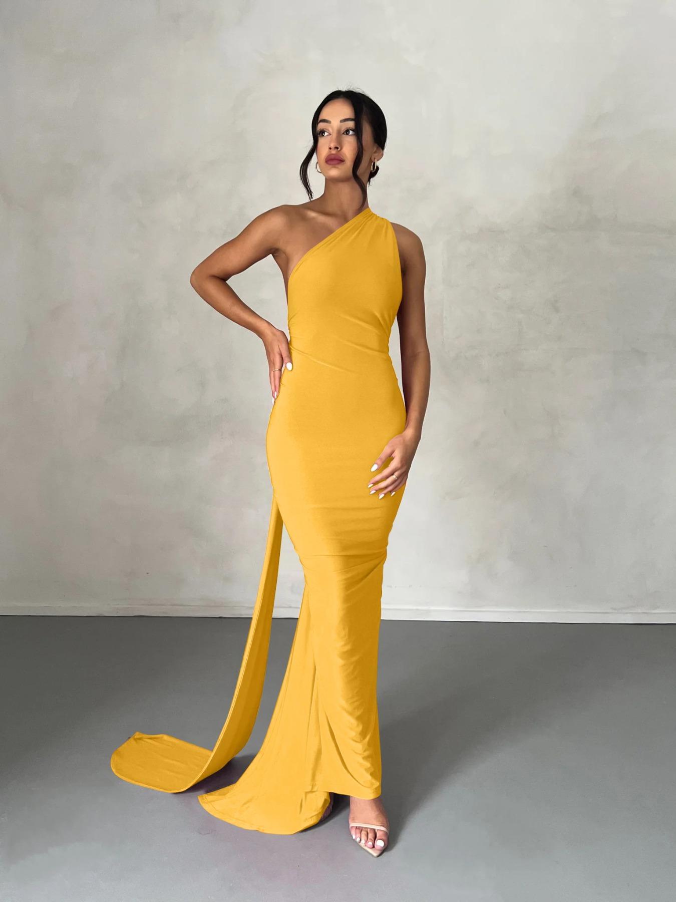 Women's Plain Ruched O-ring Backless Halter Neck Bodycon Dress, Summer Clothes for Women, Elegant Maxi Dress for Evening Party Club