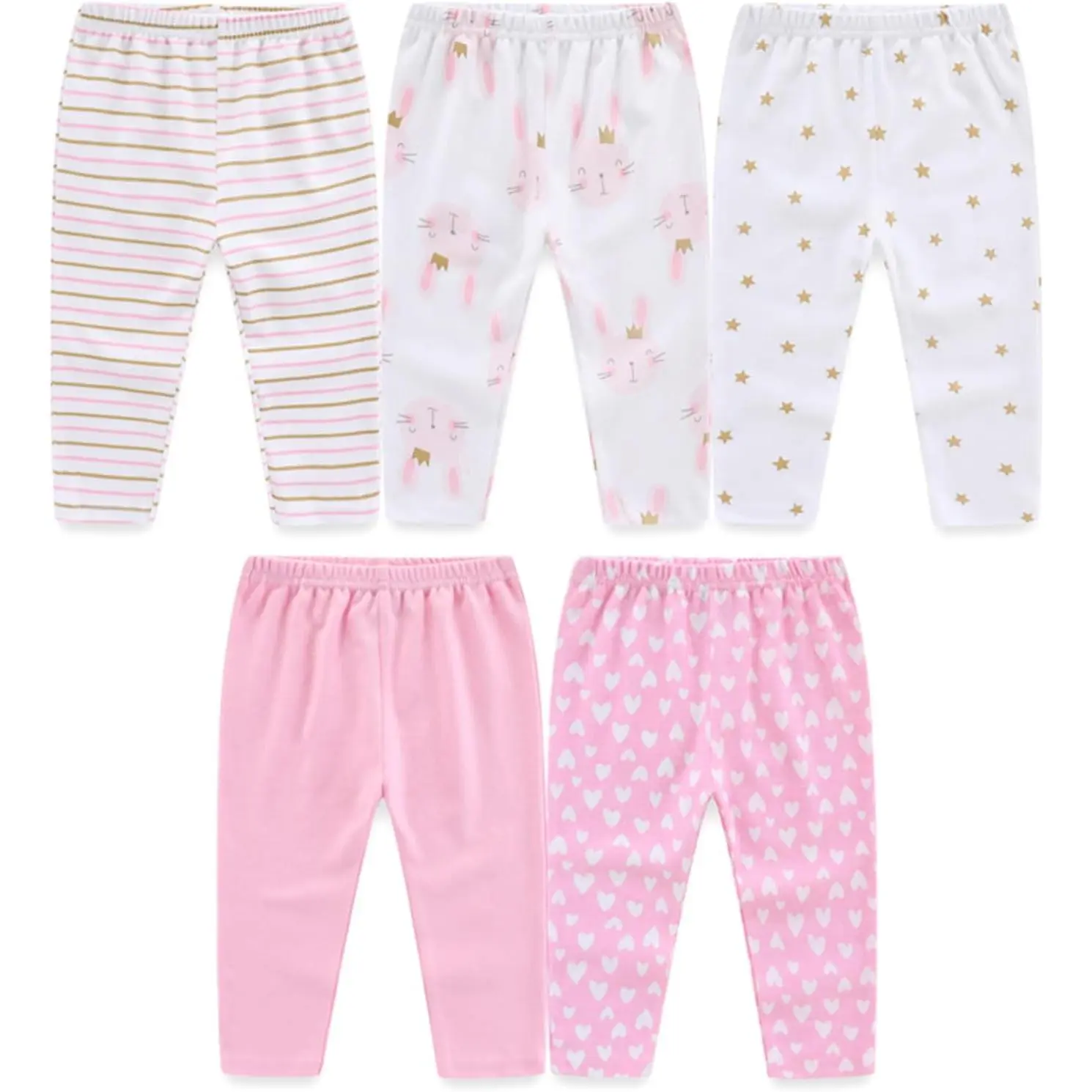 Unisex Baby Boy Girl Pants Sets Cotton Soft Infants Bottoms Casual 5 Pack 0-12 Month Babies' Leggings
