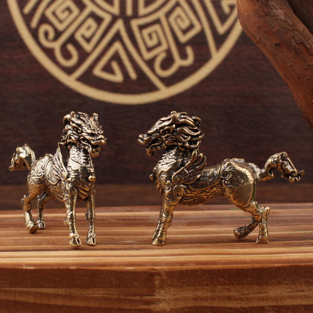 Brass Horse Statue Decor, Vintage Pegasus Sculpture, Antique Zodiac Horse Statue | Farmhouse Western Decor, Luxury Vintage Ornament | Feng Shui Lucky Horse, Mythical Pegasus Horse Statue Solid Brass